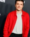 Josh Hutcherson Marty Supreme 2025 Movie Premiere Red Jacket Front Look