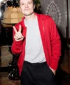 Josh Hutcherson Marty Supreme 2025 Movie Premiere Red Jacket Front Look