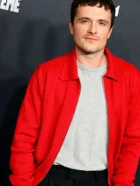 Josh Hutcherson Marty Supreme 2025 Movie Premiere Red Jacket Front Look