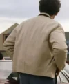 Josh O’Connor The Mastermind Beige Jacket Back Look