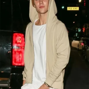 Justin Bieber Beige Hoodie Front Look