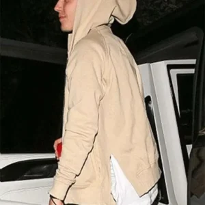 Justin Bieber Beige Hoodie Back Look