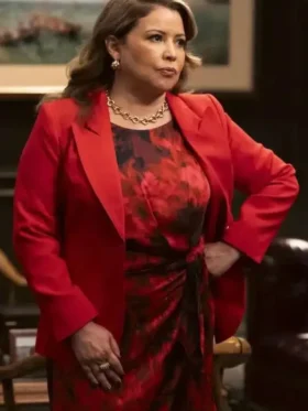 Justina Machado Matlock Red Blazer Front Look