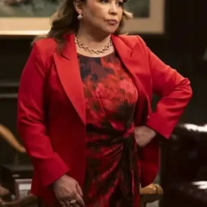 Justina Machado Matlock Red Blazer Front Look