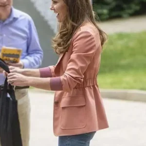 Kate Middleton Coral Cargo Blazer Front Look
