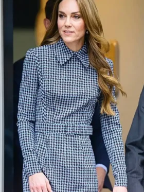 Kate Middleton Houndstooth Dress Front Look