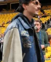 Knicks NBA Game Timothee Chalamet Leather Jacket Front Look