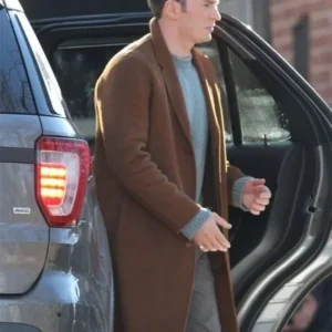 Knives Out Chris Evans Wool Coat Front Look