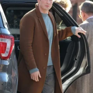 Knives Out Chris Evans Wool Coat Front Look