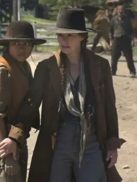 Lena Headey The Abandons Brown Coat