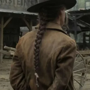 Lena Headey The Abandons Brown Coat Back look