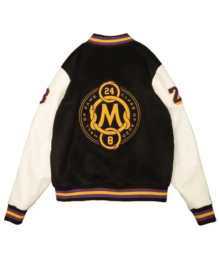 Los Angeles Lakers Black Mamba Hall of Fame Kobe Bryant Varsity Jacket Back Look