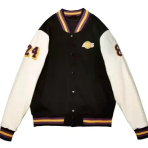 Los Angeles Lakers Black Mamba Hall of Fame Kobe Bryant Varsity Jacket Front Look