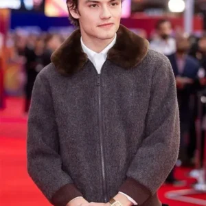 Louis Partridge Jay Kelly Brown Fur Jacket Front Look