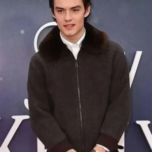 Louis Partridge Jay Kelly Brown Fur Jacket Front Look