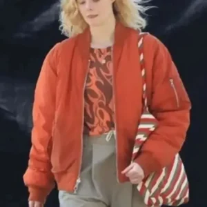 Margo’s Got Money Troubles Elle Fanning Bomber Jacket Front Look