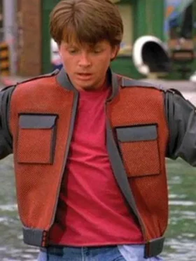 Marty Mcfly Back To The Future Leather Jacket Front look