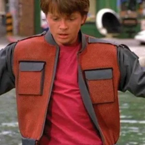 Marty Mcfly Back To The Future Leather Jacket Front look