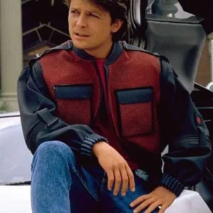 Marty Mcfly Back To The Future Leather Jacket Front look