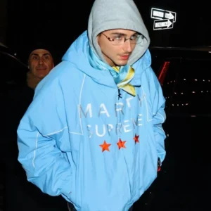 Marty Supreme Light Blue Jacket Front