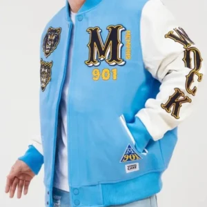 Memphis 901 Blue & White Varsity Jacket Front Look