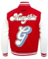 Memphis Grizzlies 2024/25 City Edition Chenille Red Varsity Jacket Back Look