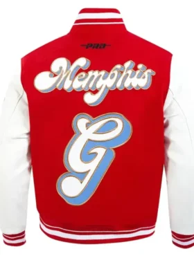 Memphis Grizzlies 2024/25 City Edition Chenille Red Varsity Jacket Back Look