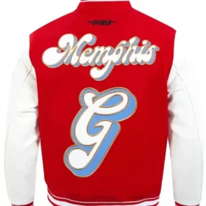 Memphis Grizzlies 2024/25 City Edition Chenille Red Varsity Jacket Back Look