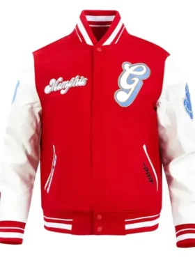 Memphis Grizzlies 2024/25 City Edition Chenille Red Varsity Jacket Front Look