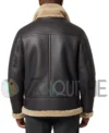 Men's Black B3 Style Shearling Leather Bomber Jacket Back Look
