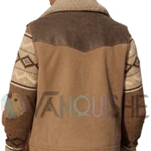 Men’s Brown Shearling Collar Wool Vest Back Look