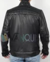 Men’s Cafe Racer Real Leather Biker Black Field Jacket back