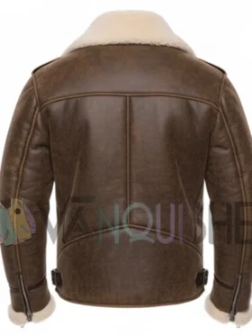 Men's Classic B3 Bomber Sheepskin Leather Jacket Back Look