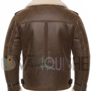 Men's Classic B3 Bomber Sheepskin Leather Jacket Back Look