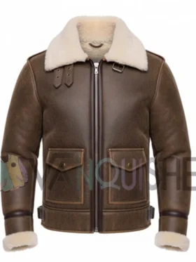Men's Classic B3 Bomber Sheepskin Leather Jacket Front Look