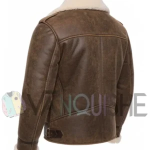 Men's Classic B3 Bomber Sheepskin Leather Jacket Back Look