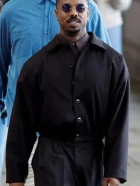 Michael B Jordan The Thomas Crown Affair Black Jacket Front look