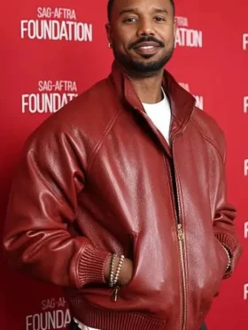Michael B. Jordan SAG-AFTRA Foundation Leather Jacket Front Look
