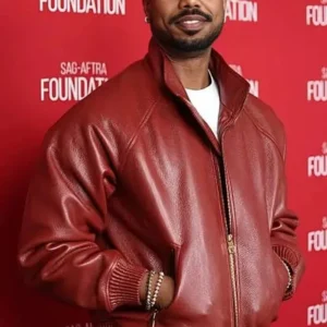 Michael B. Jordan SAG-AFTRA Foundation Leather Jacket Front Look