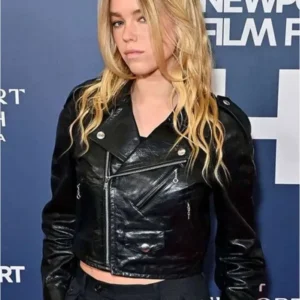 Milly Alcock Newport Beach Film Festival Black Jacket Front Look