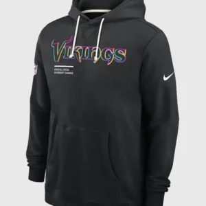 Minnesota Vikings Black Crucial Catch Hoodie Front Look