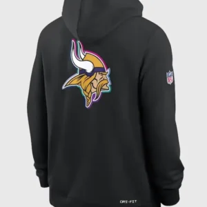 Minnesota Vikings Black Crucial Catch Hoodie Back Look