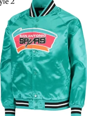 NBA San Antonio Spurs Satin Jacket Front Look