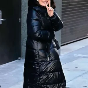 NYC 2025 Fran Drescher Black Puffer Coat Front Look