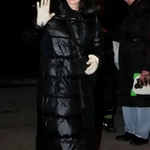 NYC 2025 Fran Drescher Black Puffer Coat Front Look