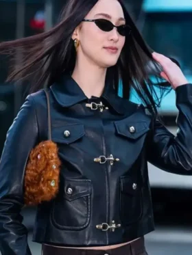 NYC Lola Tung Leather Jacket Front Look