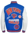 New York Knicks Turn It Up Wool Varsity Jacket Back Look