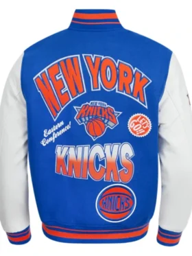 New York Knicks Turn It Up Wool Varsity Jacket Back Look