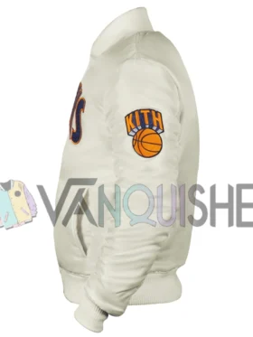 Ny Knicks Pinstripe Bomber Satin Jacket left van
