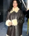 Odessa A’zion Shearling Leather Coat Front Look